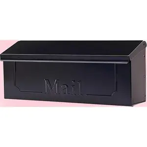 Black Wall-Mount Mailbox Galvanized Steel Small, Townhouse Mailbox Rust-Resistant, Durable Outdoor Mailbox with Locking Door, Weatherproof Mailbox for Home, Secure Wall-Mounted Mailbox Organiser Racks