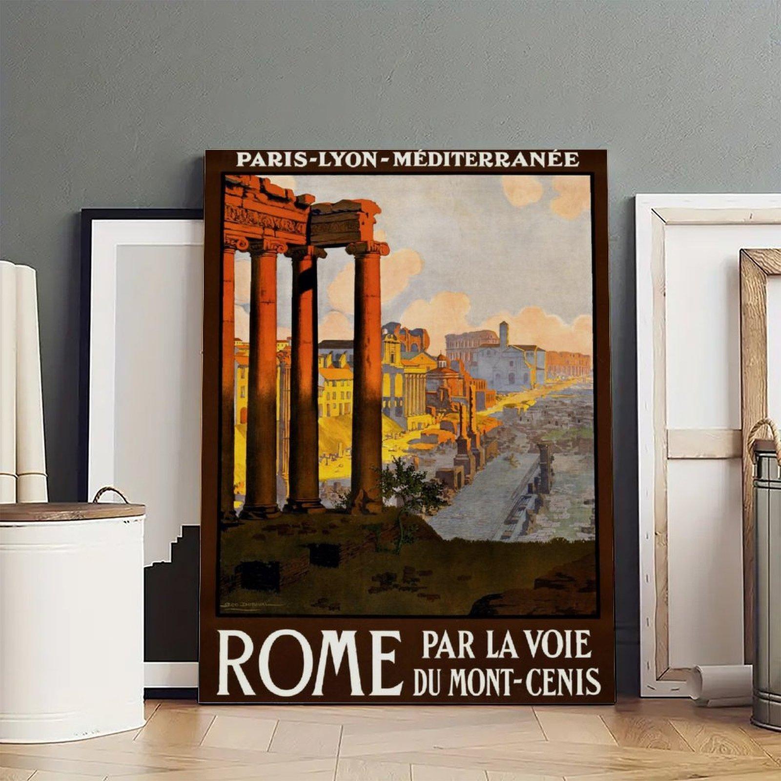 Vintage Travel Poster Rome Italy Tourism Poster Decorative Painting Canvas Wall Art Picture Print Modern Family Bedroom Decor