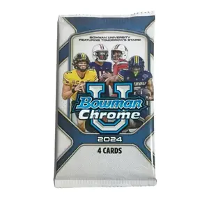 Bowman 2024 Chrome U Football Blaster Pack 4 Cards Featuring Tomorrow's Stars Collectible Trading Cards