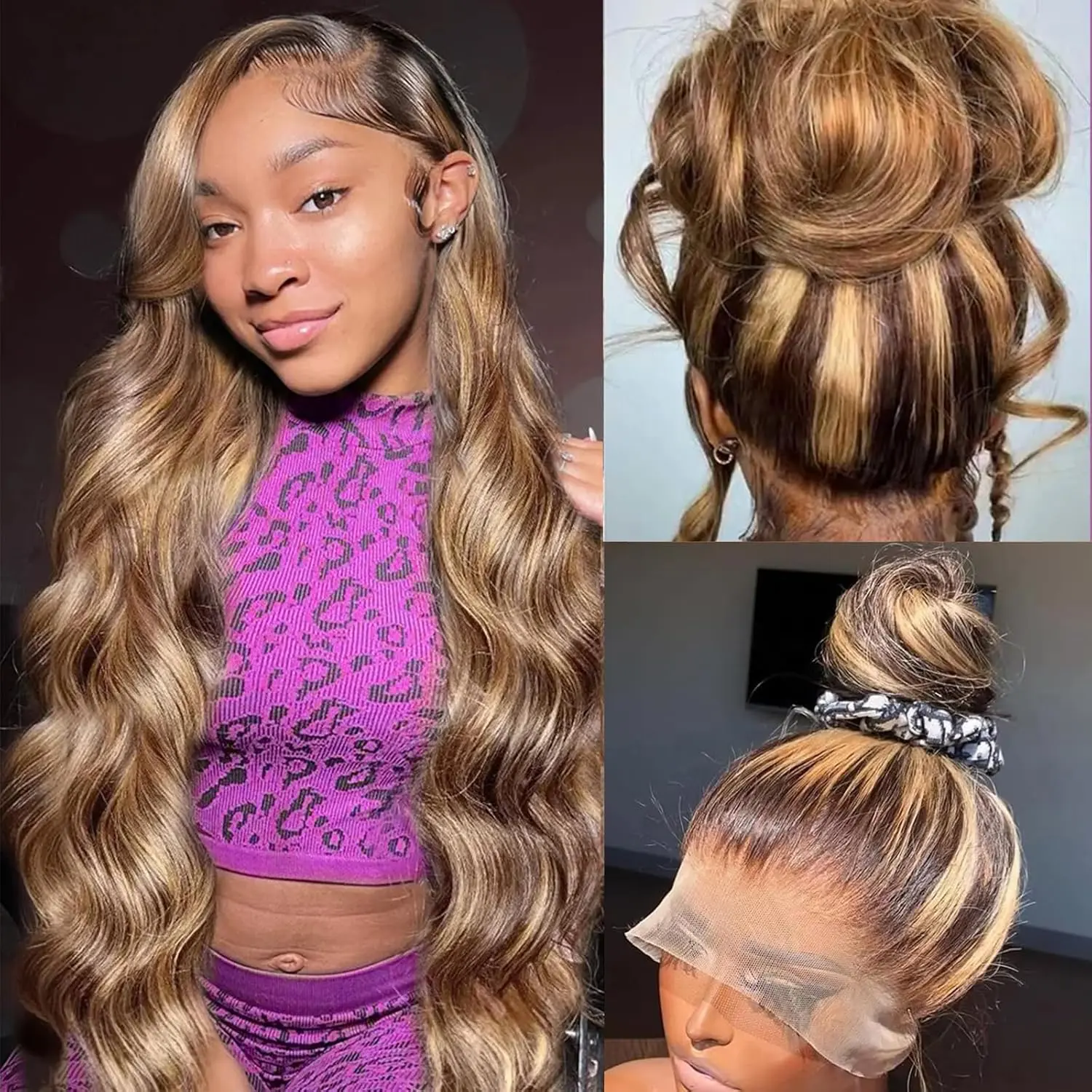 360 Lace Honey Blonde Wig Body Wave