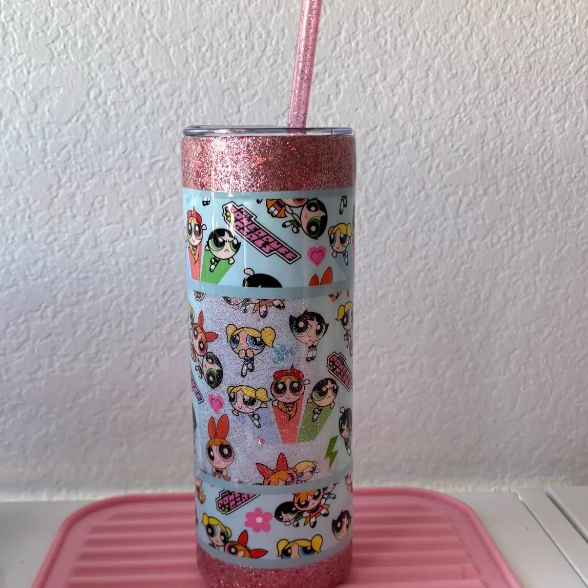 20oz Puff Girls Tumbler Drinkware Lid Insulated Straw