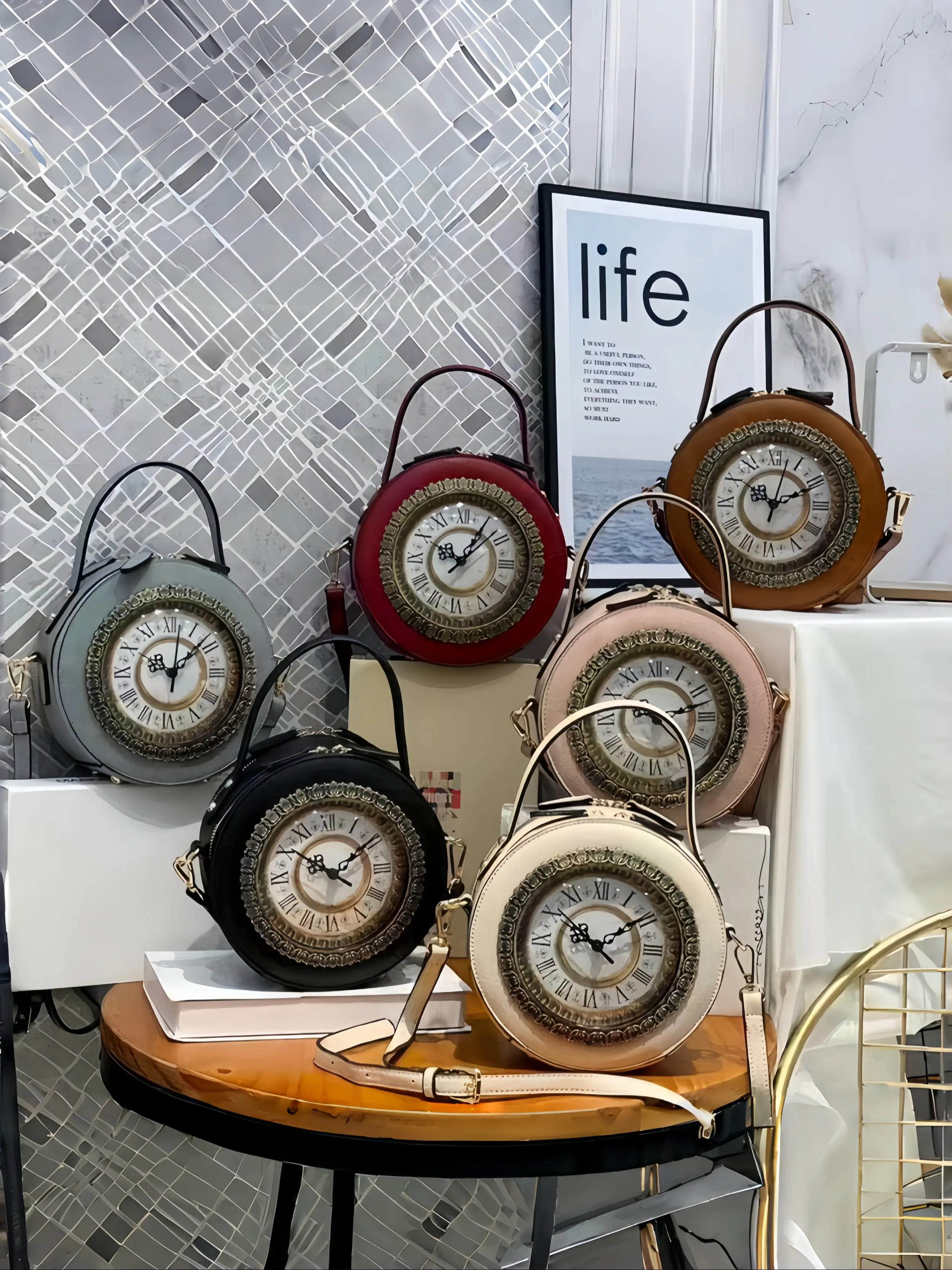 Women's Retro Creative Clock Bag Shoulder Crossbody Phone Wallet Purse, Fashionable Daily Crossbody Unique Bags, Fun Design Handbag for Christmas Gift