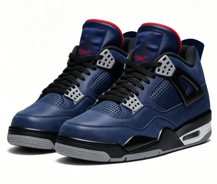 Unisex Navy Blue High Top Sneakers With Red Inner Collar Retro Basketball Shoes, Cushioned Midsole, Smooth Leather & Breathable Mesh Panel, Fashion Street Athletic Footwear For Men Women Daily Training And Casual Outfits