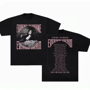 Florence And The Machine Everybody Scream 2 Sided Comfort Color Graphic Tee Ring Spun Cotton Casual Soft Washed T-Shirt Trendy Tops Perfect Gift