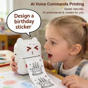 EchoPrint AI Voice Thermal Printer | Inkless B&W Pocket Sticker Maker