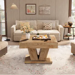 LITTLE TREE Square Coffee Table, Wood Center Table for Living Room, 31.5" Modern Cocktail Tea Accent Table LITTLE TREE Square Coffee Table, Wood Center Table for Living Room, 31.5" Modern Cocktail Tea Accent Table