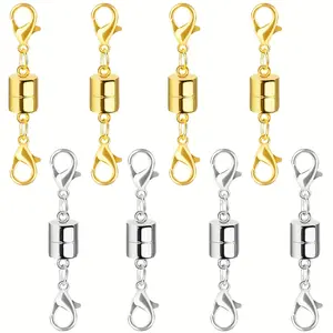 Double Lobster Clasp Magnetic Necklace Converter and Closed Alloy and Silvery Magnetic Jewelry Buckle for Bracelet Necklaces Extender