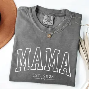 Comfort Colors Mama Est 2026 TShirt, Mom Tee, New Mama Gift, Mother's Day Gift For Mom, Pregnancy Announcement T-Shirt, Trendy Mom Aesthetic