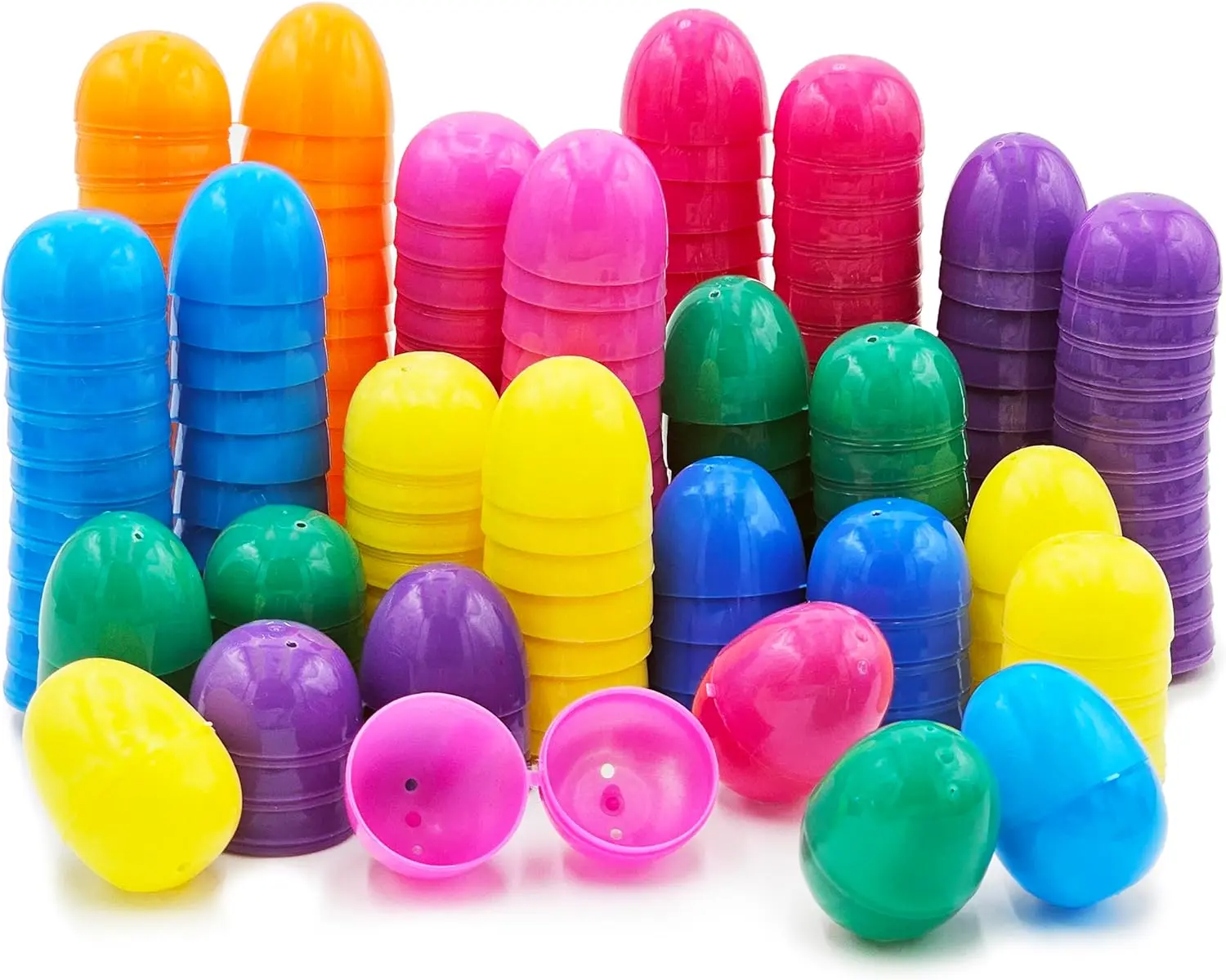 Fillable Easter Eggs 50-Pack with Hinge Bulk Colorful Bright Plastic Easter Eggs, Perfect for Easter Egg Hunt, Suprise Egg, Easter Hunt, 2.25" Assorted Colors (50-Pack)