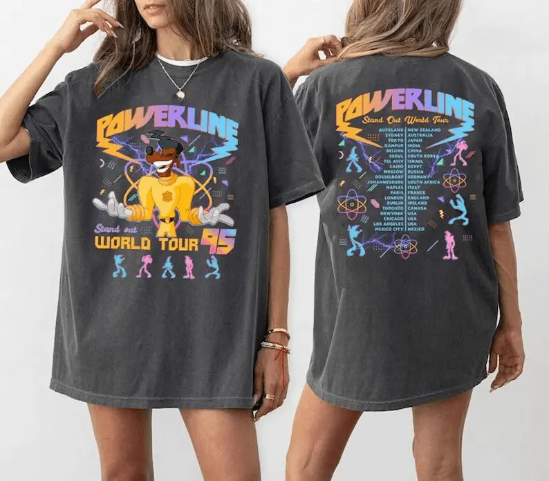 Comfort Colors Powerline Stand Out World Tour 95 Shirt, Vintage A G00fy Movie Powerline Shirt, Matching Family Shirt, Magic Kingdom