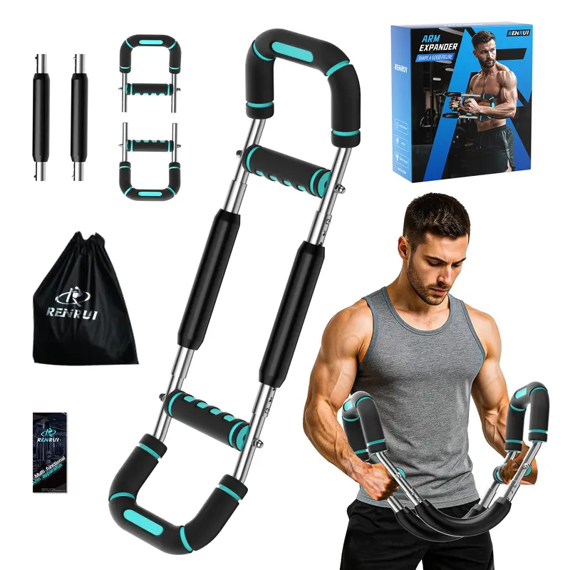 RENRUI Twister Arm Trainer - 40-130lbs Res, Adjustable Resistance Strength Training Equipment, Forearm Strengthener, Chest Workout Equipment, Portable Setup Detachable Bars for Pectoralis & Spinalis Workouts