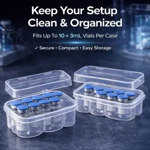Vial Storage Case 1-2 Pack Holds 10 x 3mL Vials Lab Organizer Container Secure Compact Easy Storage for Lab Use
