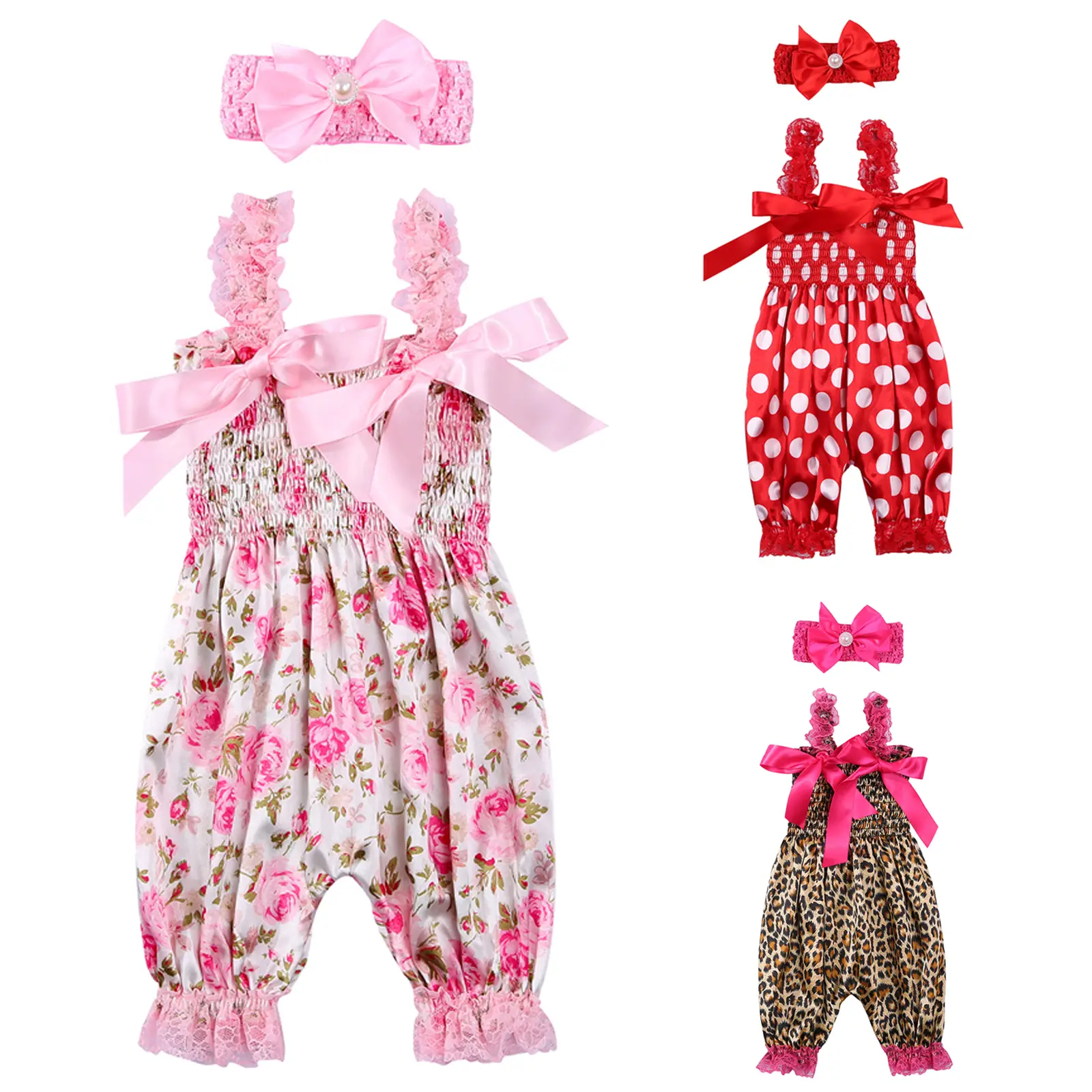 Infant Toddler Baby Girl Spring Summer Outfits Floral Overalls Suspender Pants Strap Jumpsuit #Springtok