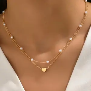 Gold Heart Pendant Magnetic Necklace for Women, Dainty Layered Choker Necklace, Hypoallergenic Durable Fashion Jewelry for Valentine’s Day