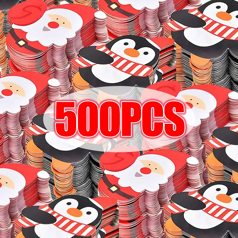 Christmas Multi-Size Lollipop Paper Card Holders - 7.9Cm*7.1Cm, 8Cm*6.2Cm Candy Wrap Decor with Santa Claus, Penguin, Snowman Designs for Home, New Year Party Supplies