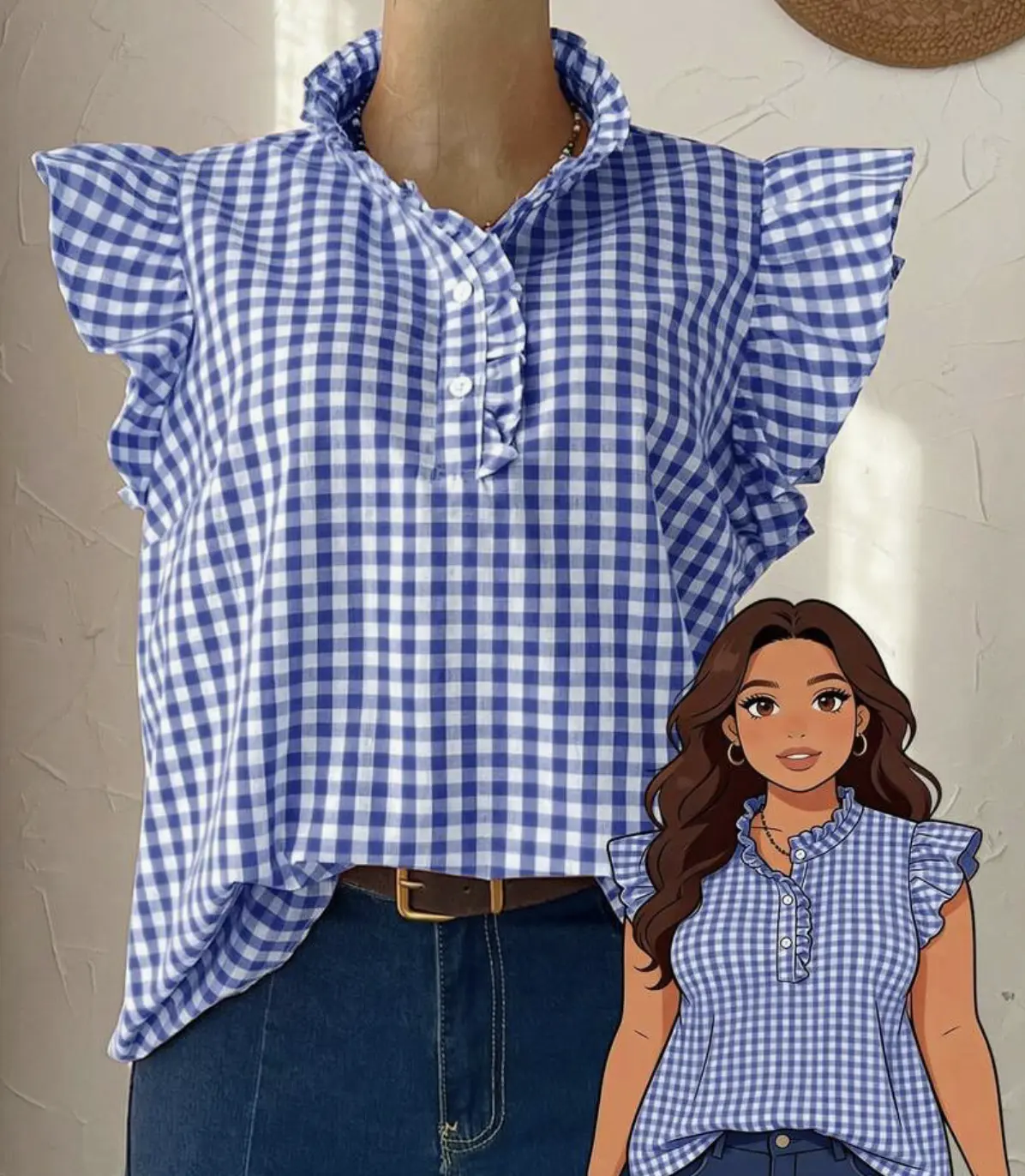 Gingham Check Womens Gameday Blouse