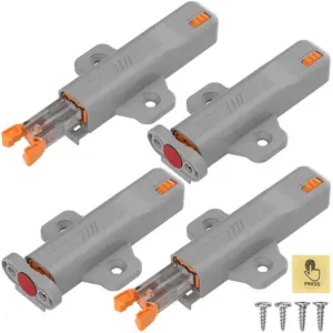 4 Pack Heavy Duty Push Latches - Self-Locking & Automatic Rebound, Heavy Duty Hidden Latches for Cabinets, Wardrobes & Kitchen Cupboards, Strong Hold, Easy Install, Wardrobe Latch, Cabinet Lock, Spring Latch, No Handle Design