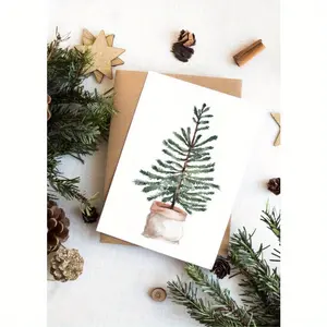 Christmas Tree Cards, Minimalist Christmas Card, Holiday Card Set, Christmas Card Set with Envelopes, Blank Christmas Cards, Greeting Card
