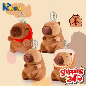 1-20PCS Cartoon Capybara Pendant Plush Toy Doll Bag Hanging Ornament Cute Kapila Keychain Doll Desktop Doll Ornament Car Pendant
