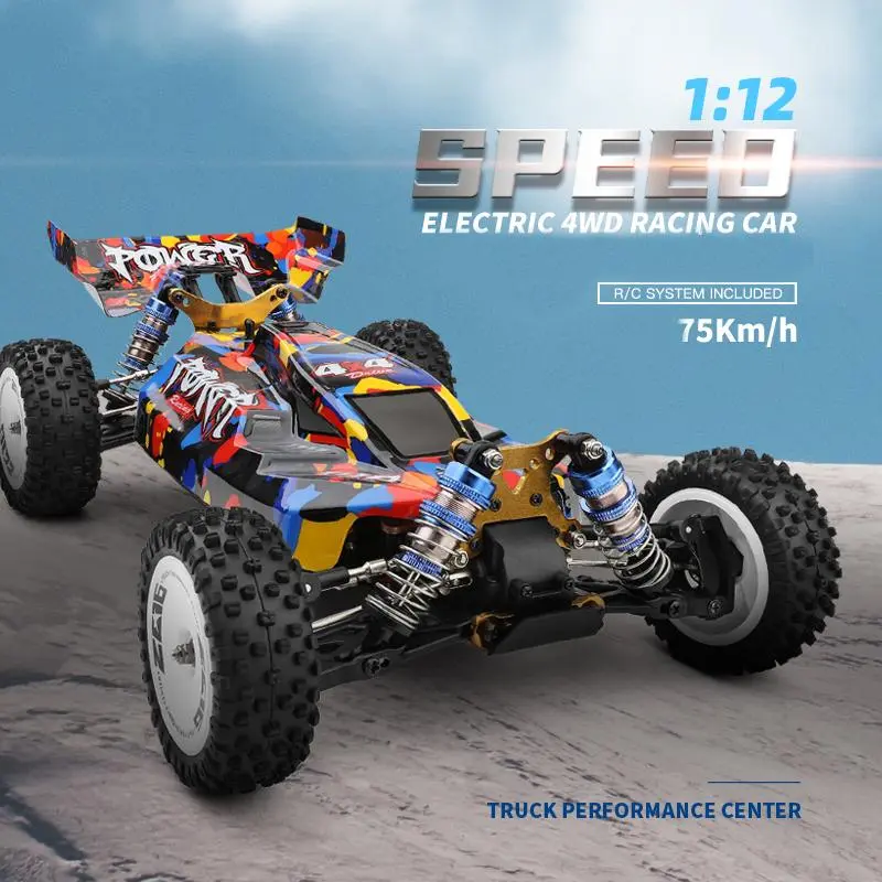 Brushless RTR RC Vehicle, 1:12 Scale 4WD Off-Road Racing Drift Truck Toy (124007), High-Performance Remote Controlled Car with 2200mAh Battery, 75Km/h Max Speed