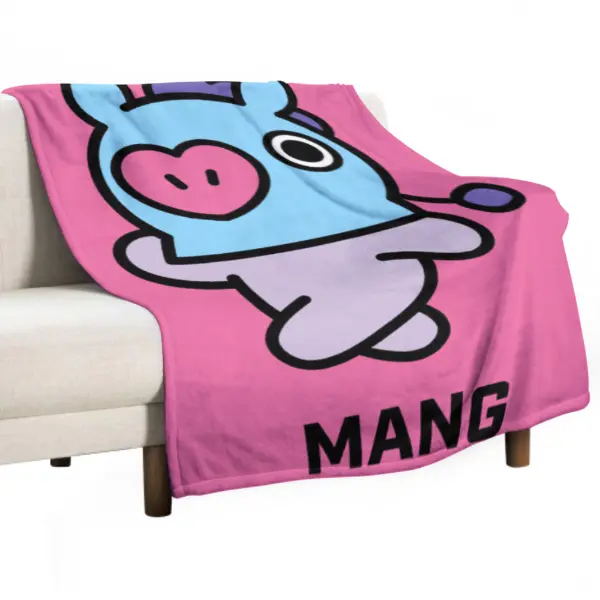 MANG Blanket BT21 Flannel Air-conditioning Throw Blanket Suitable for All Seasons Gifts for Kpop Fans,Beach, sofa, indoor, outdoor