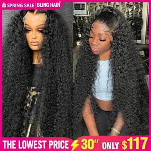 Bling Hair Deep Wave Lace Frontal Wig Transparent 13x4 13x6 HD Lace Frontal Human Hair Wigs Curly Human Hair Lace Frontal Wigs For Women