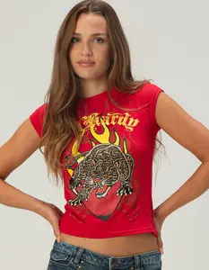 ED HARDY Leopard Panther Womens Tee