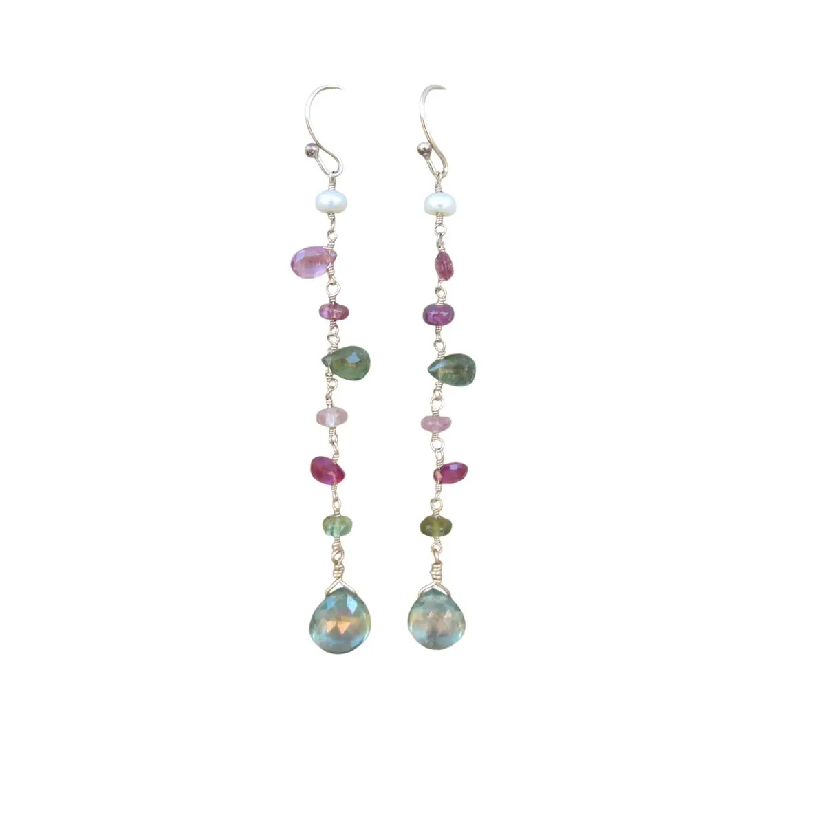 Flower Fields Green Amethyst Earrings