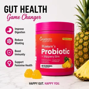 Women’s Probiotic Gummies with Slippery Elm – Pineapple Flavor (60 Gummies)