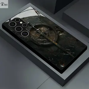 Dark Metal Gate Sword Pattern Design Phone Case Suitable for S25ULTRA, S24 S23 S22 S21Anti-Stain, Stylish, Trendy Glass