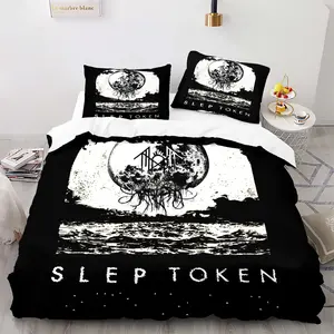 Fantasy Sci-Fi Print Duvet Cover Set, Includes 1 Duvet Cover and 1/2 Coreless Pillowcases, Dark Retro Immersive Bedding