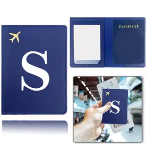 Letter Pattern PU Leather Passport Holder, Travel Document Holder, Portable Travel Wallet, Lightweight Design Durable Protective Cover Case for Air Ticket Vaccine Card