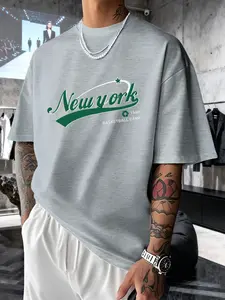 Summer New York Basketball Camp Printed Short Sleeve T-Shirt Men, American Vintage Sports Style Loose Fit Round Neck Half Sleeve Top