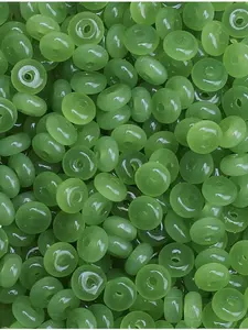 300Pcs Glass Beads Flat Round 3x6mm for DIY Jewelry Accessories Bracelet Necklaces Key Chain Earrings Mobile Phone Chain Making Supplies (Green)