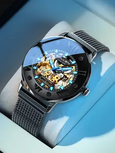 Men's Business Fashion Mechanical Watch, Fashion Watch for Party, Daily Clothing Decor, Trendy All-match & Exquisite Watch for Birthday Gift with Box, Mechanical Style Watches