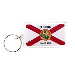 Florida Flag Acrylic Rectangular Souvenir Keychain 2.25" X 1.25"