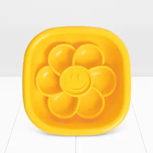 PETHROOM Korean Pet Silicone Slow Feeder Bowl - Flower Design Anti-Choke Pet Bowl for Yogurt & Treats | Wiggle Wiggle Collaboration