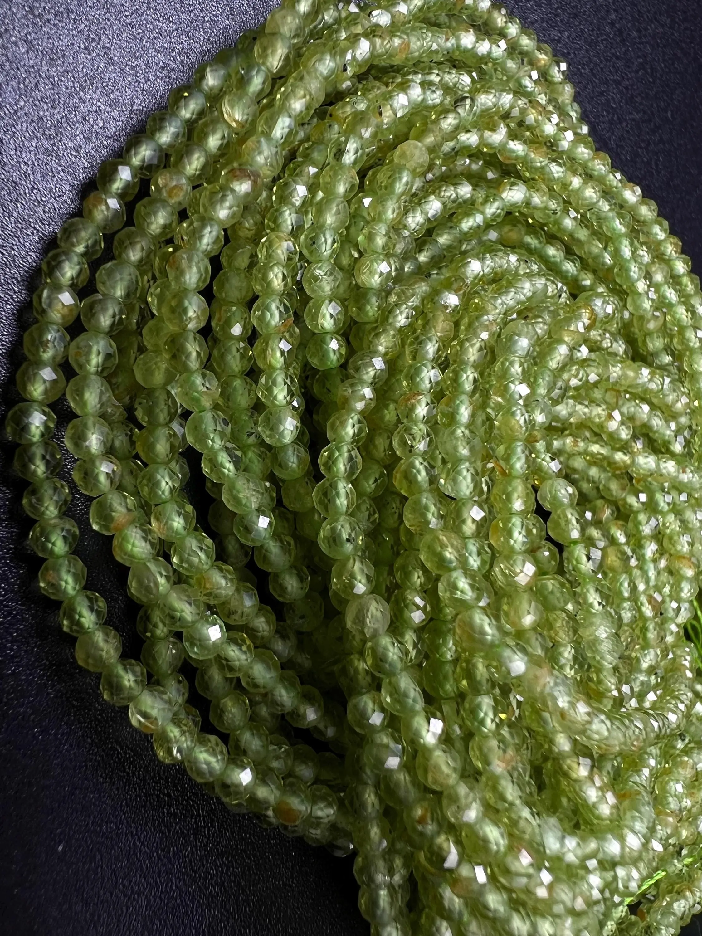 Natural Peridot 3mm  Faceted Round Beads for Jewelry Making 15” full strand