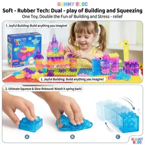 40pcs Soft Gel Jell-O Blocks, Stacking Toy Set, Multicolor Creative Building Blocks, Non-Toxic Safe Toys for Kids, Early Education Gift