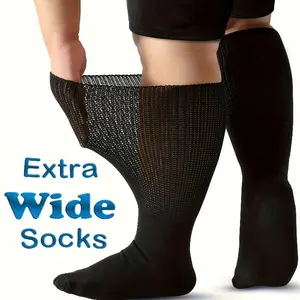 Extra Wide Socks for Swollen Feet, Unisex No-Restriction Loose Top Socks, Comfortable Daily Wear Seamless Toe Design Reinforced Heel Toe, One Size Fits Most, Black, Elegant for All Seasons, Minimalist, Diabetic, 1 Pair angelina  neon  outfit  jersey  shor
