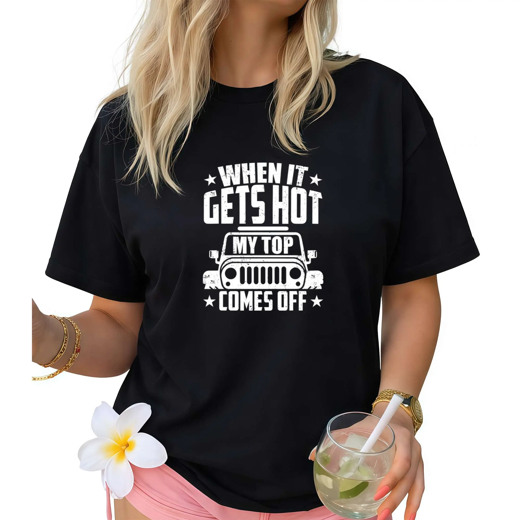 When It Gets Hot My Top Comes Off Off-Road Jeep Graphic T-Shirt |   Vintage Funny Off-Road Tee |   Unisex Casual Summer Top |   Jeep Lover Gift