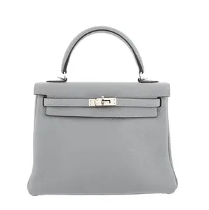 Pre-owned HERMÈS leather Handbags Bleu Pale Togo Kelly 28 Retourne 4000013711883