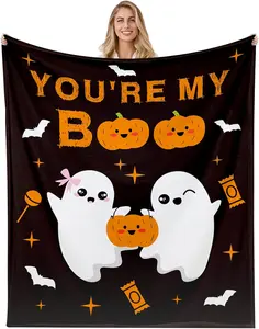 Halloween Boo Basket Items Halloween Basket for Him Her Women Men Boyfriend Husband Halloween Spooky Basket Stuffers for Women Her Men Him Adults Couple Wife Boyfriend Christmas Gifts Throw Blanket