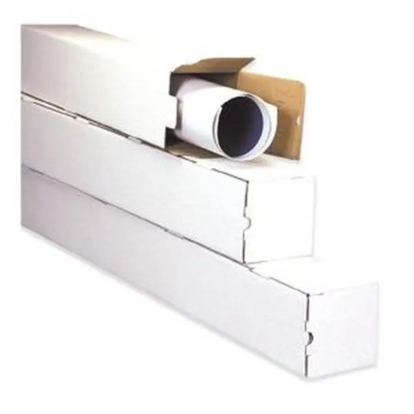 Box Partners M3343 3x3x43 in 25 Square Corrugated Mailing Tubes, 200#/ect-32-b Oyster White, 1-Piece, Folds Together Fast, Ships Flat, Flat Shipping, No Tape or Glue, Easier to Pack