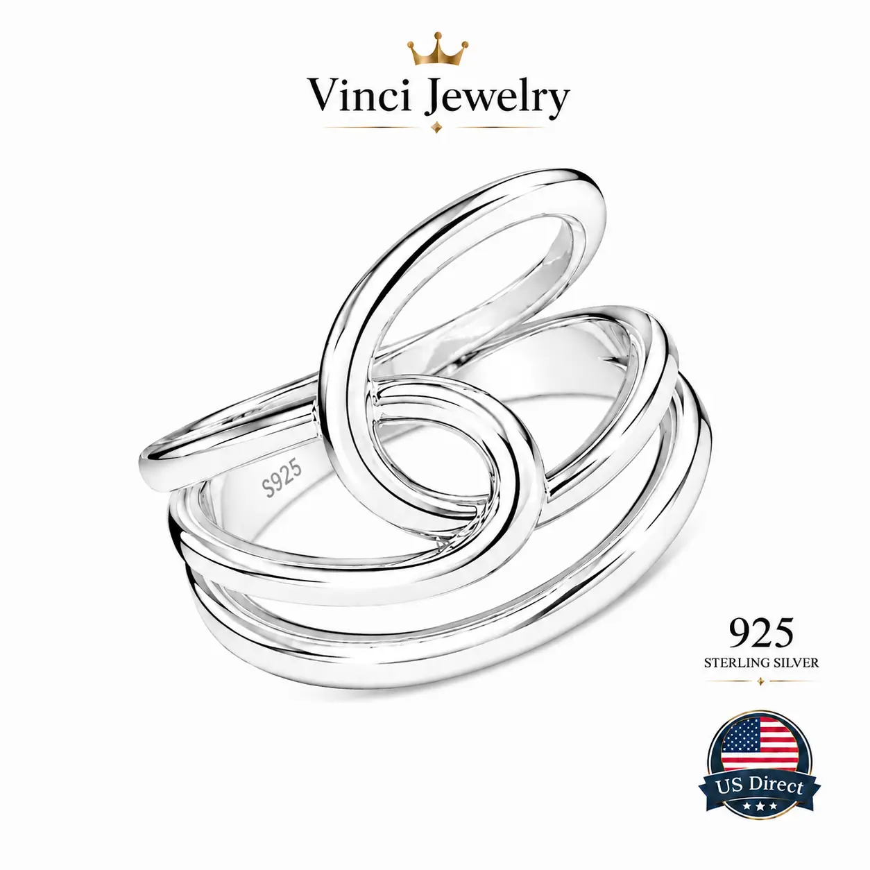925 sterling silver Modern Abstract Sculptural Ring Unique Open Loop Design Minimalist Geometric Statement Jewelry Elegant Futuristic Fashion Accessory for Women Trendsetters Perfect for Daily Wear Office Outfits Parties Weddings and Special Occasions