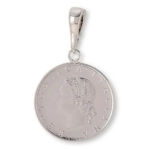 Bellezza Goldtone 20 Lira Coin Polished Enhancer Pendant