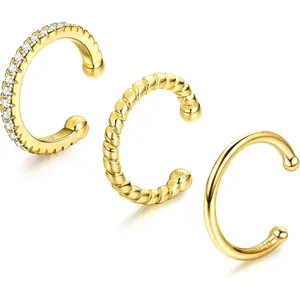 Fansilver Ear Cuff Earrings Non-Piercing Fake Helix Conch Cuff Earrings Hypoallergenic Cartilage Non-Pierced Cuff Earrings For Women For Non Pierced Ears