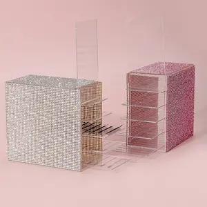 1pc Embellished 5-Layer Drawer Storage Box, Eyelash Organizer, Makeup Accessory Holder, Compact Cosmetic Container, Beauty Organizer, Multilayer Storage, Multi Compartment Design, Multi Grids Organizer, Multifunctional Organizer