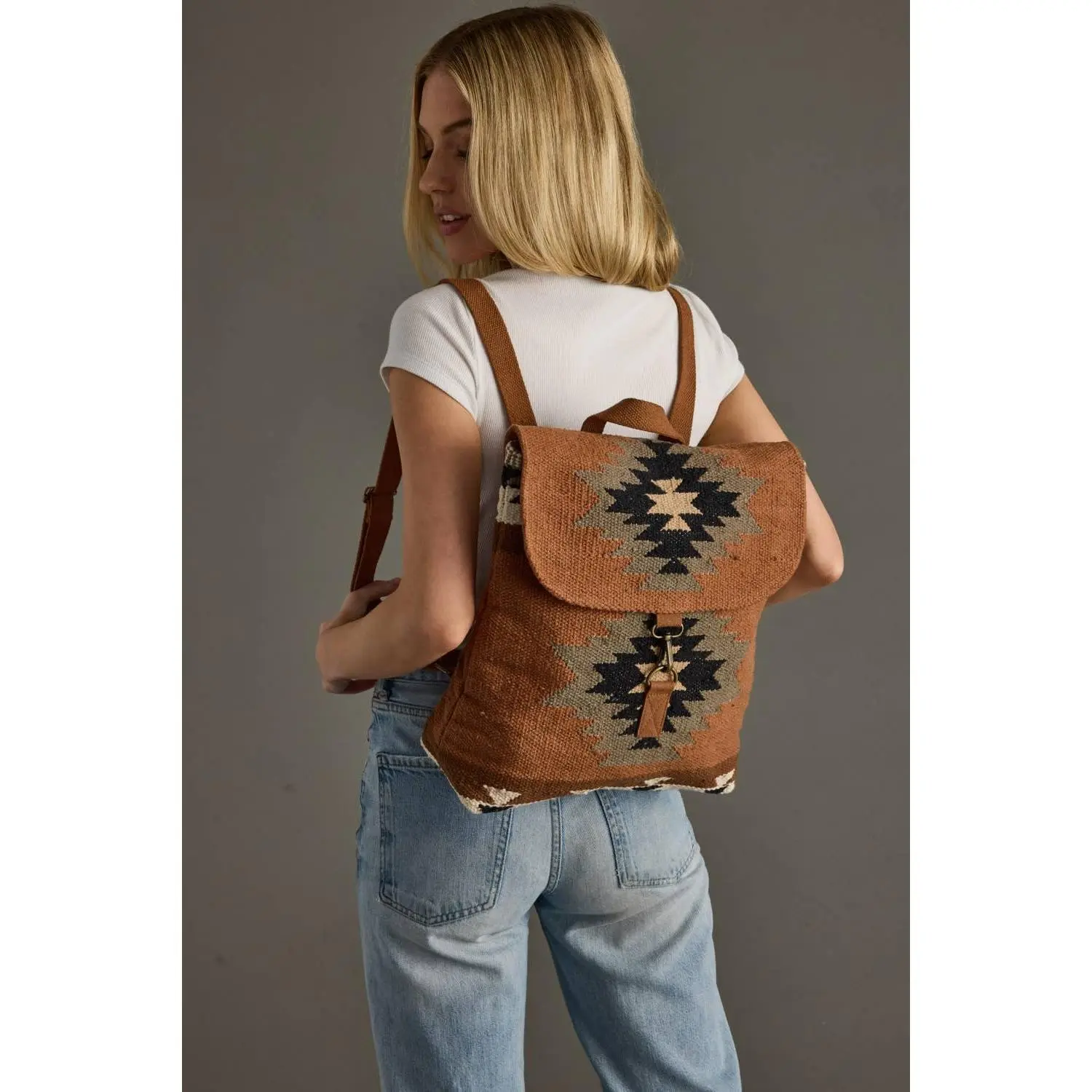 Panache Apparel Co. - Rust, Olive & Cream Aztec Backpack