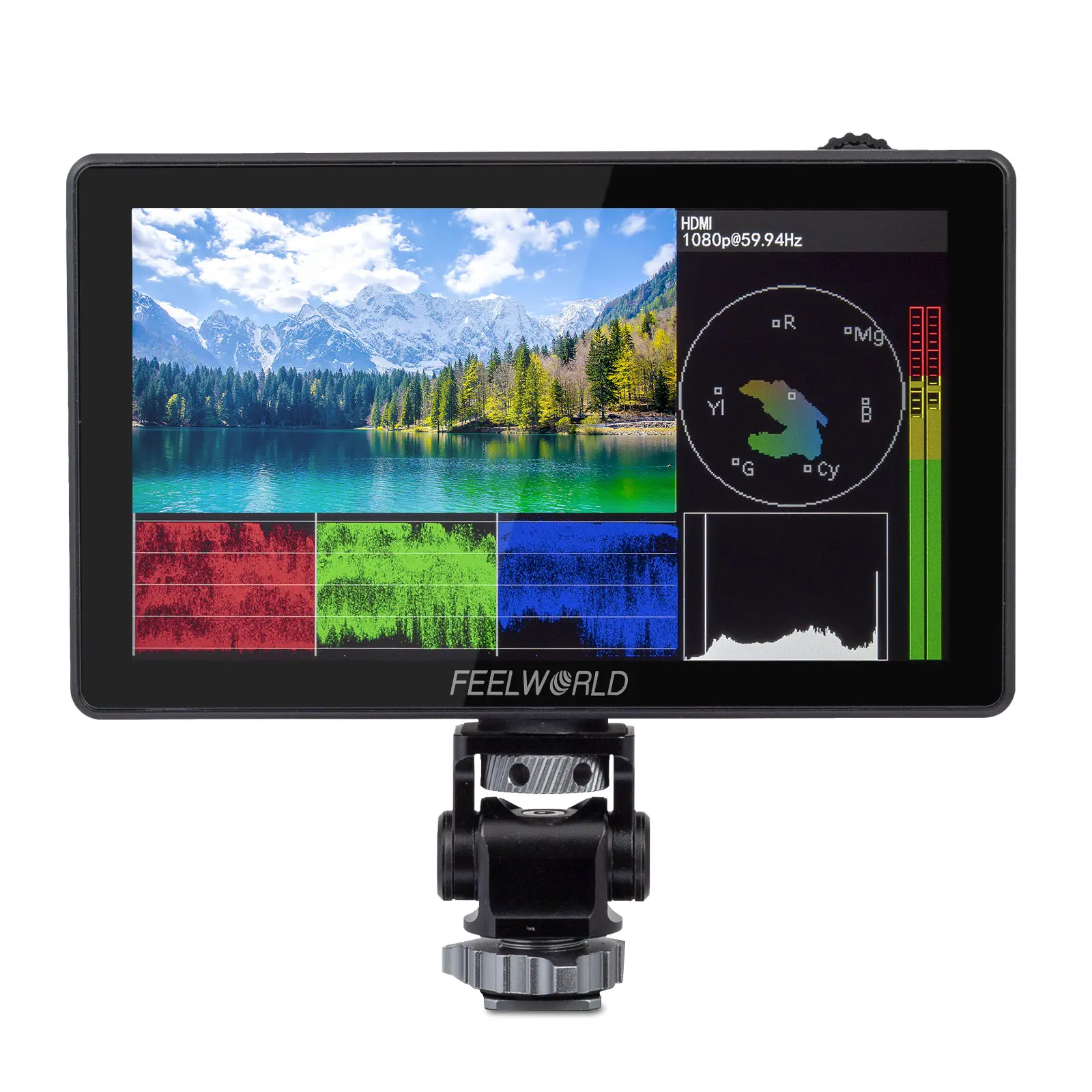 FEELWORLD LUT5 5.5-Inch 3000nits Ultra Bright DSLR Camera Field Monitor, Auto Dimming Touchscreen, HDR 3D LUT, Waveform, F970 External Power, Install Kit, 4K HDMI I/O, 1920X1080 IPS Panel Camera Accessories